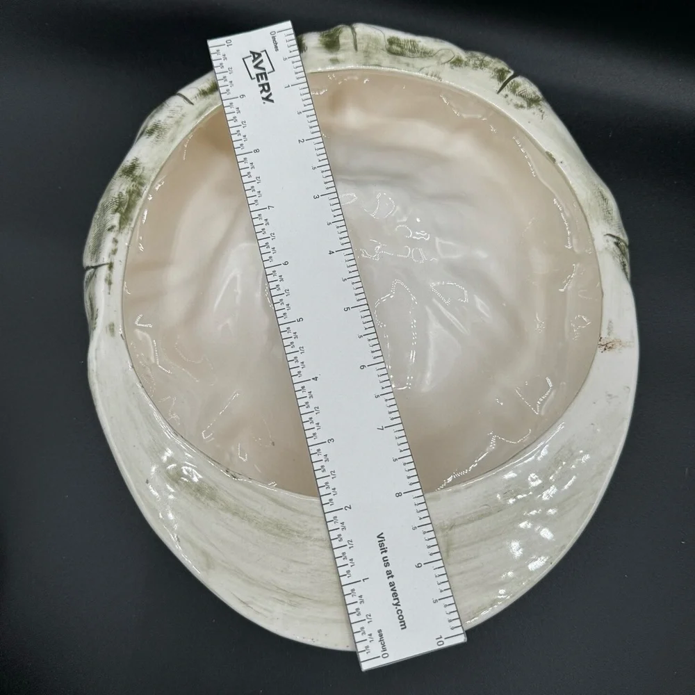Ceramic Pageboy Newsie Cap for Decor or Trinkets in Green and White 10in